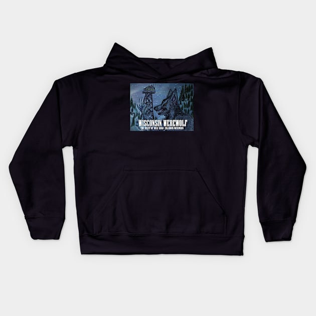 The Snow Covered Wisconsin Werewolf Kids Hoodie by Great Lakes Artists Group